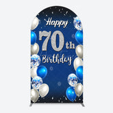 Aperturee - Aperturee Blue Balloons Silver 70Th Birthday Arch Backdrop